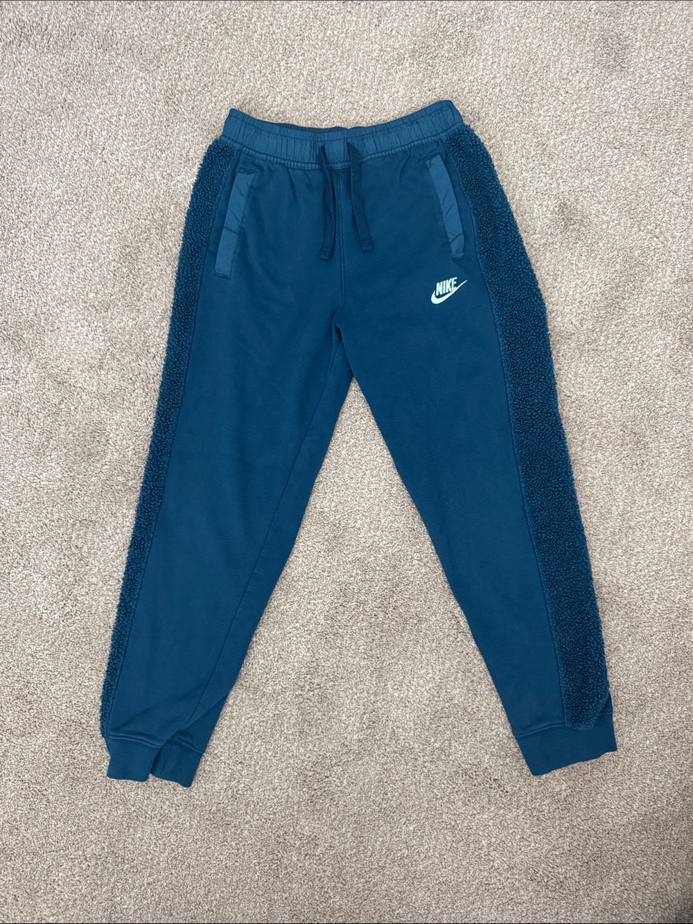 Nike Kids Deep Teal Sherpa-Trim Joggers